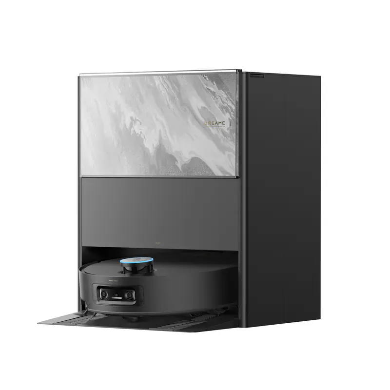 2026 年旗艦款 AI 掃拖機器人與全自動集塵自清潔基站實機圖，具備視覺避障技術與 Matter 3.0 協議